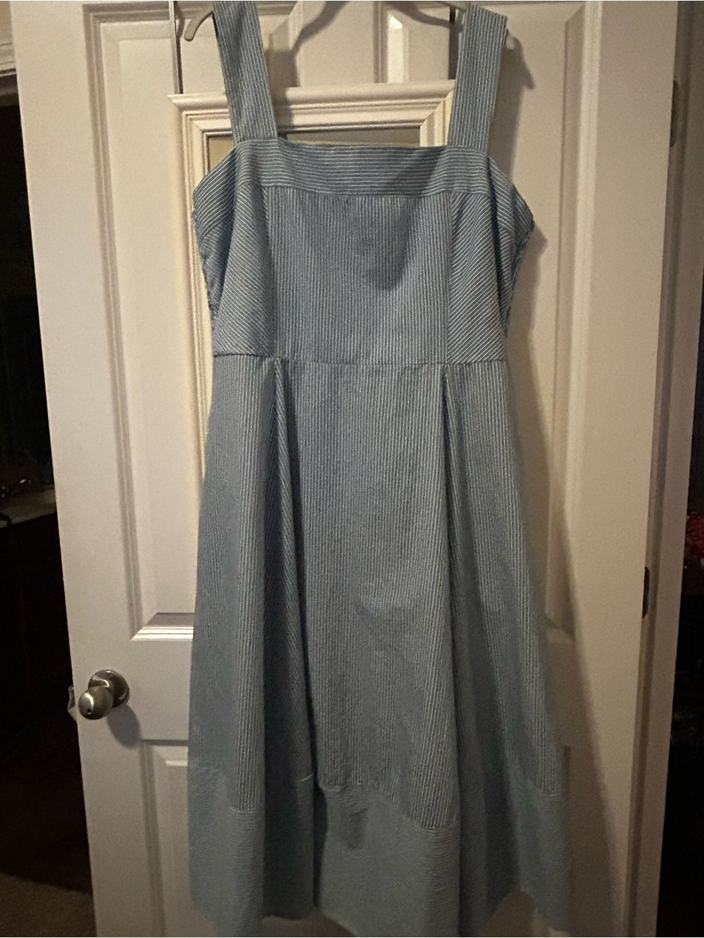 Light Blue Striped Sundress with Wide Straps